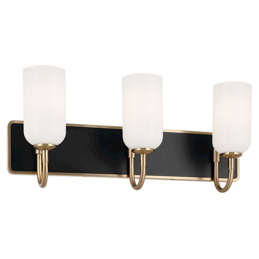 Kichler Solia 24in 3-Light Vanity Light | Champagne Bronze & Black with Opal Glass | Bathroom Vanity Light | Dimmable | Model 55163CPZ