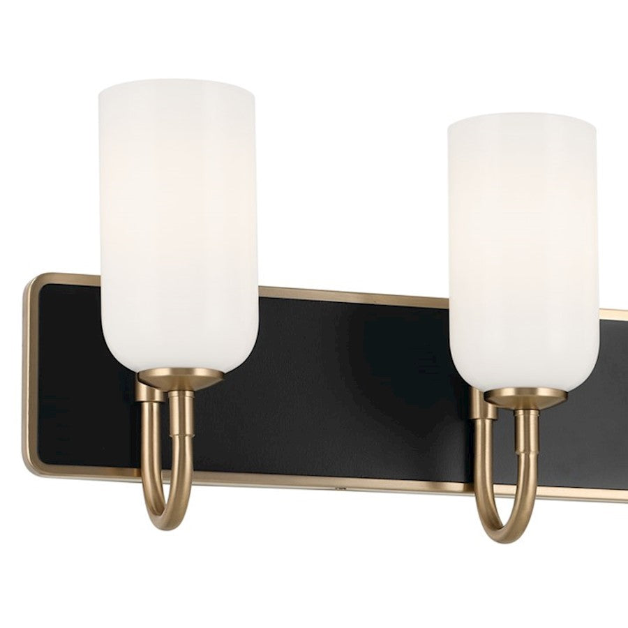 Kichler Solia 32in 4-Light Bathroom Vanity | Modern Champagne Bronze & Black Steel w/ Opal Glass | Damp-Rated Bath Vanity Light | Model 55164CPZ