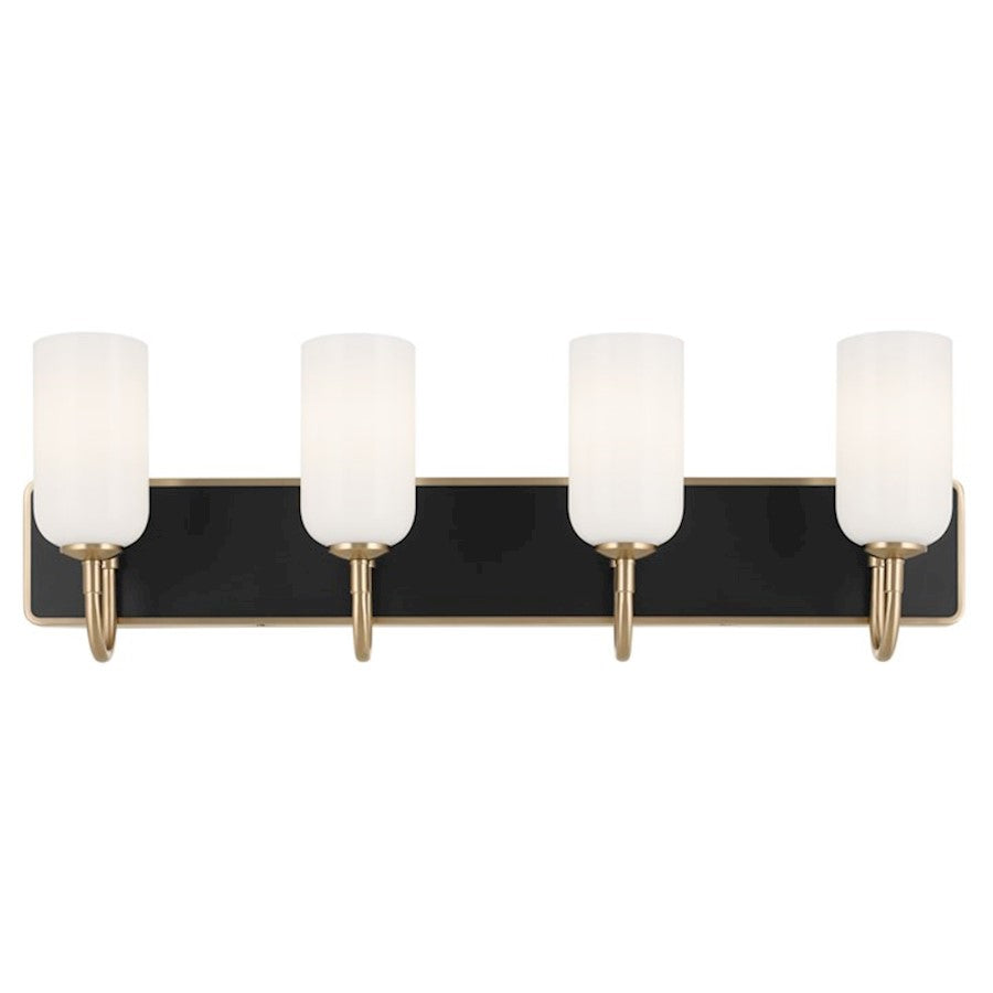 Kichler Solia 32in 4-Light Bathroom Vanity | Modern Champagne Bronze & Black Steel w/ Opal Glass | Damp-Rated Bath Vanity Light | Model 55164CPZ
