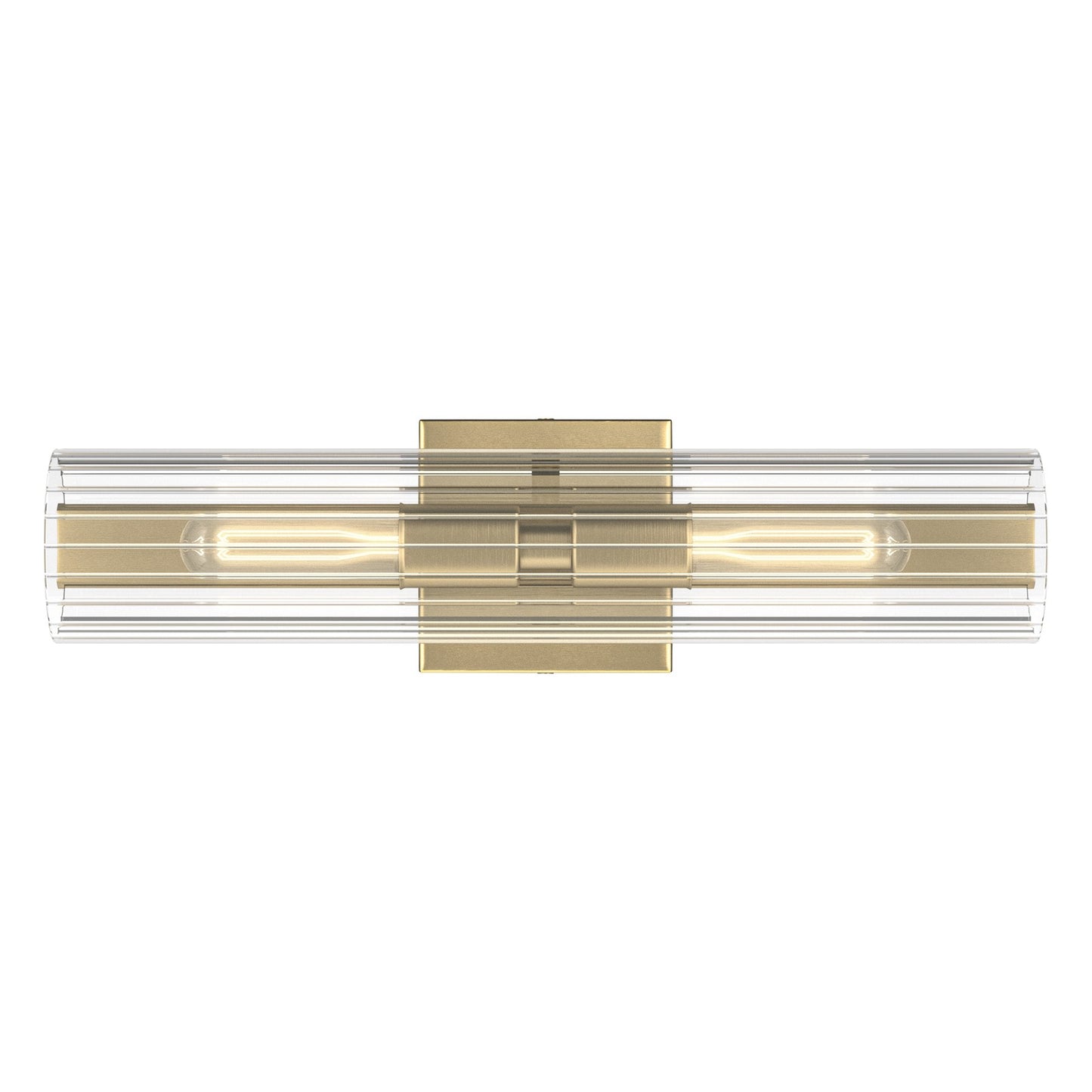 Kichler Jemsa 18in 2-Light Bath Bracket | Modern Champagne Bronze Steel and Clear Fluted Glass | Bathroom & Powder Room Vanity Light | 18 x 4.75 in | Model 55166CPZ