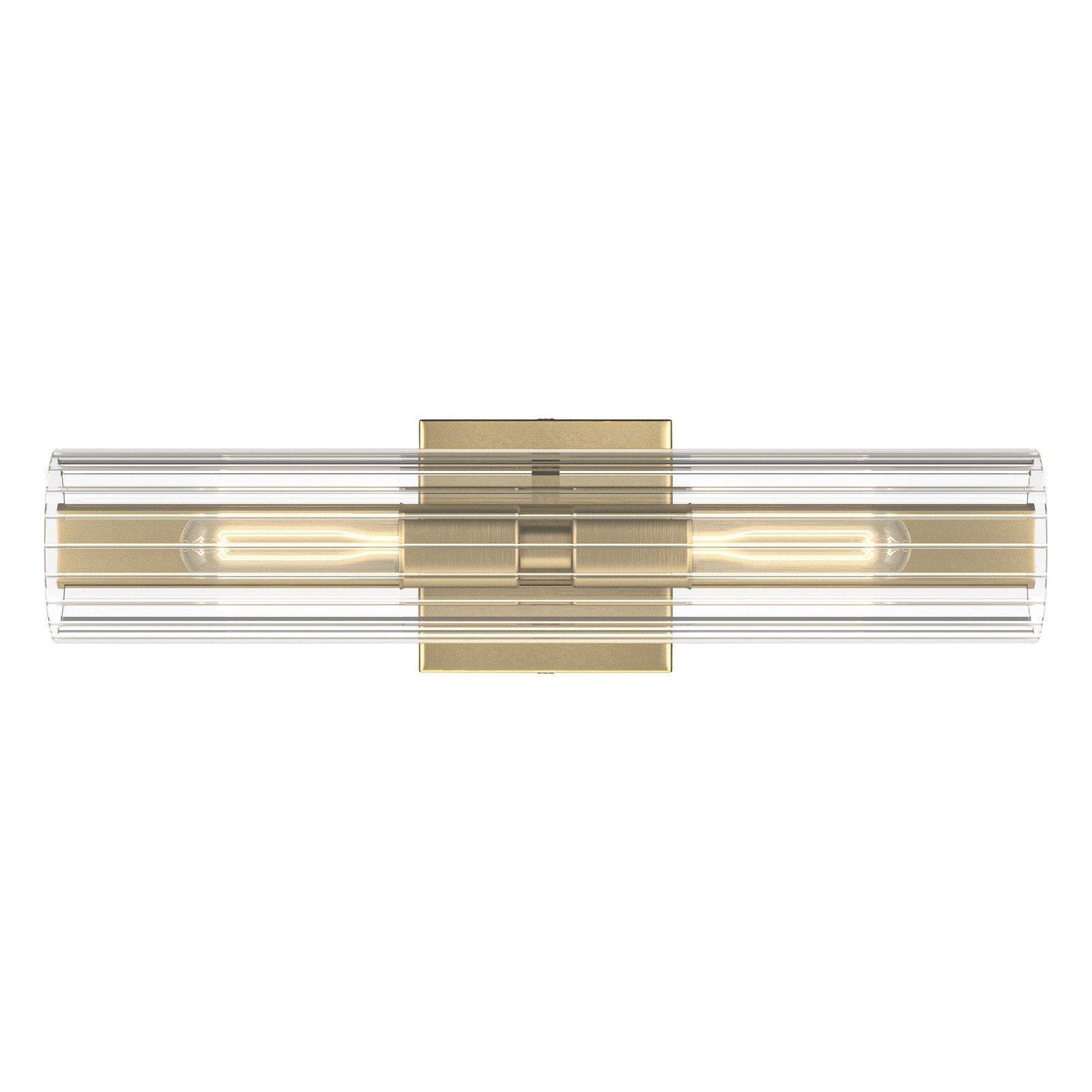 Kichler Jemsa 18in 2-Light Bath Bracket | Modern Champagne Bronze Steel and Clear Fluted Glass | Bathroom & Powder Room Vanity Light | 18 x 4.75 in | Model 55166CPZ