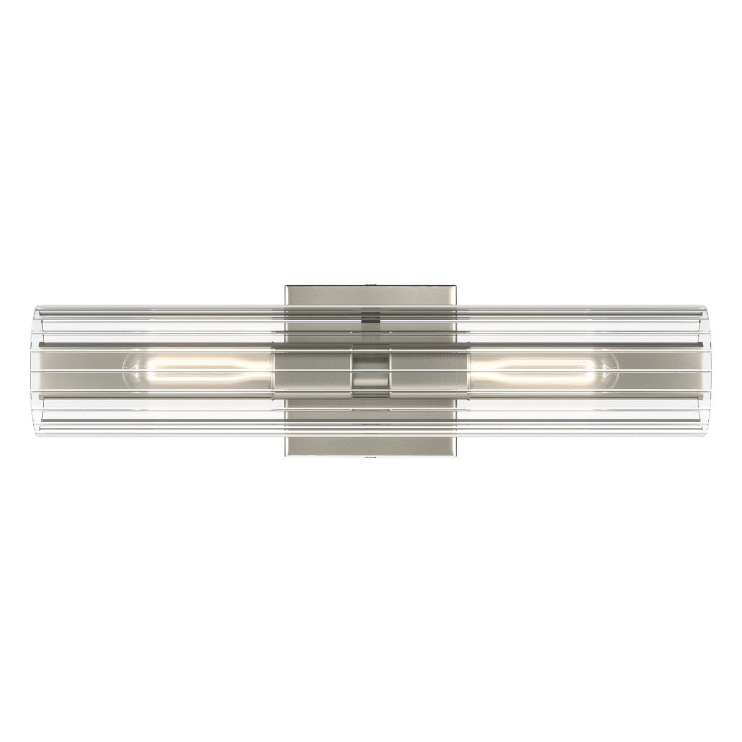 Kichler Jemsa 18in 2-Light Bath Bracket | Modern Brushed Nickel Steel and Clear Fluted Glass | Bathroom & Powder Room Vanity Light | 18 x 4.75 in | Model 55166NI