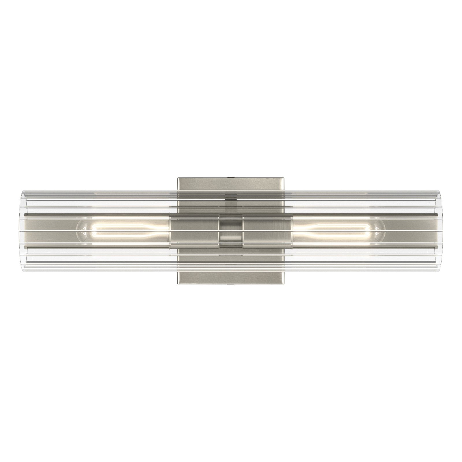 Kichler Jemsa 18in 2-Light Bath Bracket | Modern Brushed Nickel Steel and Clear Fluted Glass | Bathroom & Powder Room Vanity Light | 18 x 4.75 in | Model 55166NI