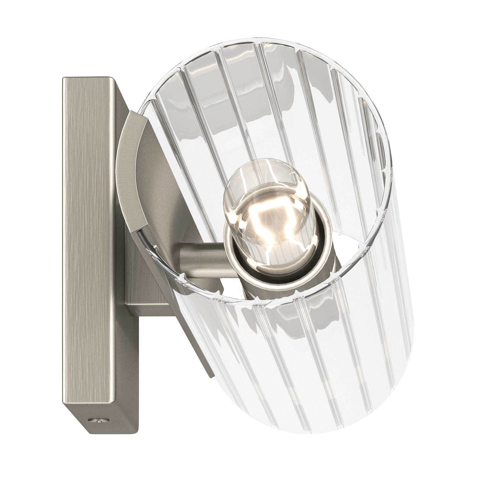 Kichler Jemsa 18in 2-Light Bath Bracket | Modern Brushed Nickel Steel and Clear Fluted Glass | Bathroom & Powder Room Vanity Light | 18 x 4.75 in | Model 55166NI