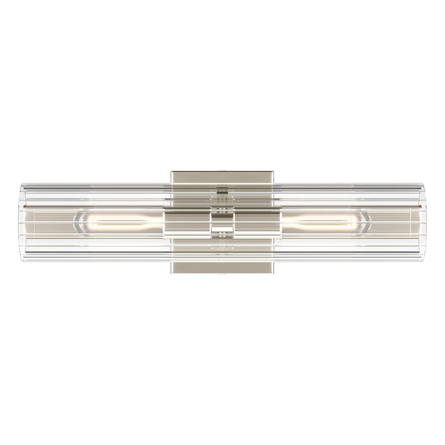 Kichler Jemsa 18in 2-Light Bath Bracket | Modern Polished Nickel Steel and Clear Fluted Glass | Bathroom & Powder Room Vanity Light | 18 x 4.75 in | Model 55166PN