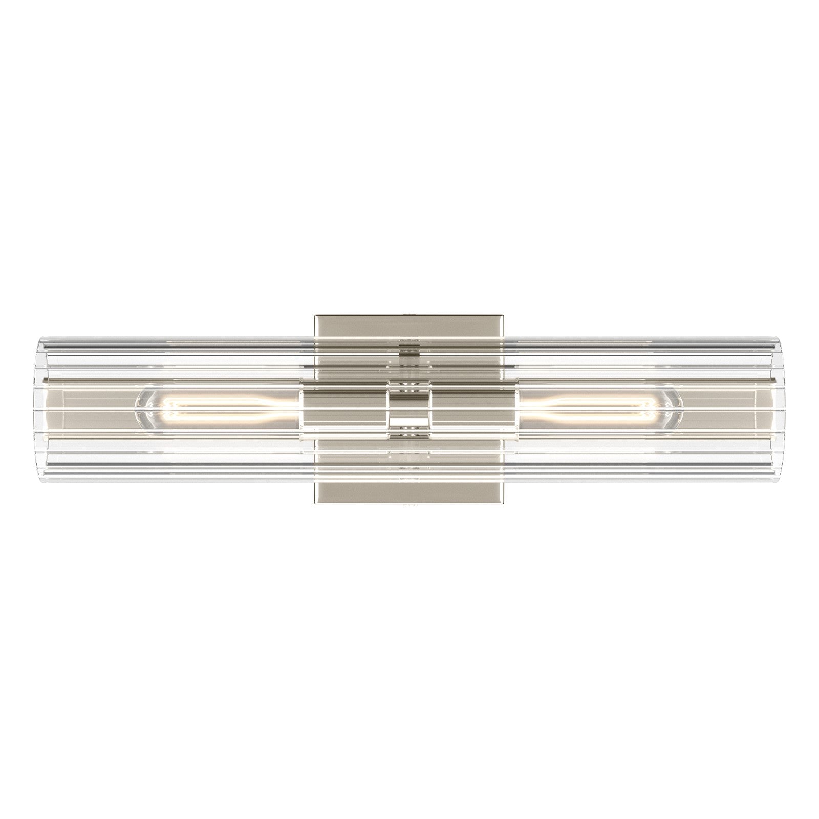 Kichler Jemsa 18in 2-Light Bath Bracket | Modern Polished Nickel Steel and Clear Fluted Glass | Bathroom & Powder Room Vanity Light | 18 x 4.75 in | Model 55166PN