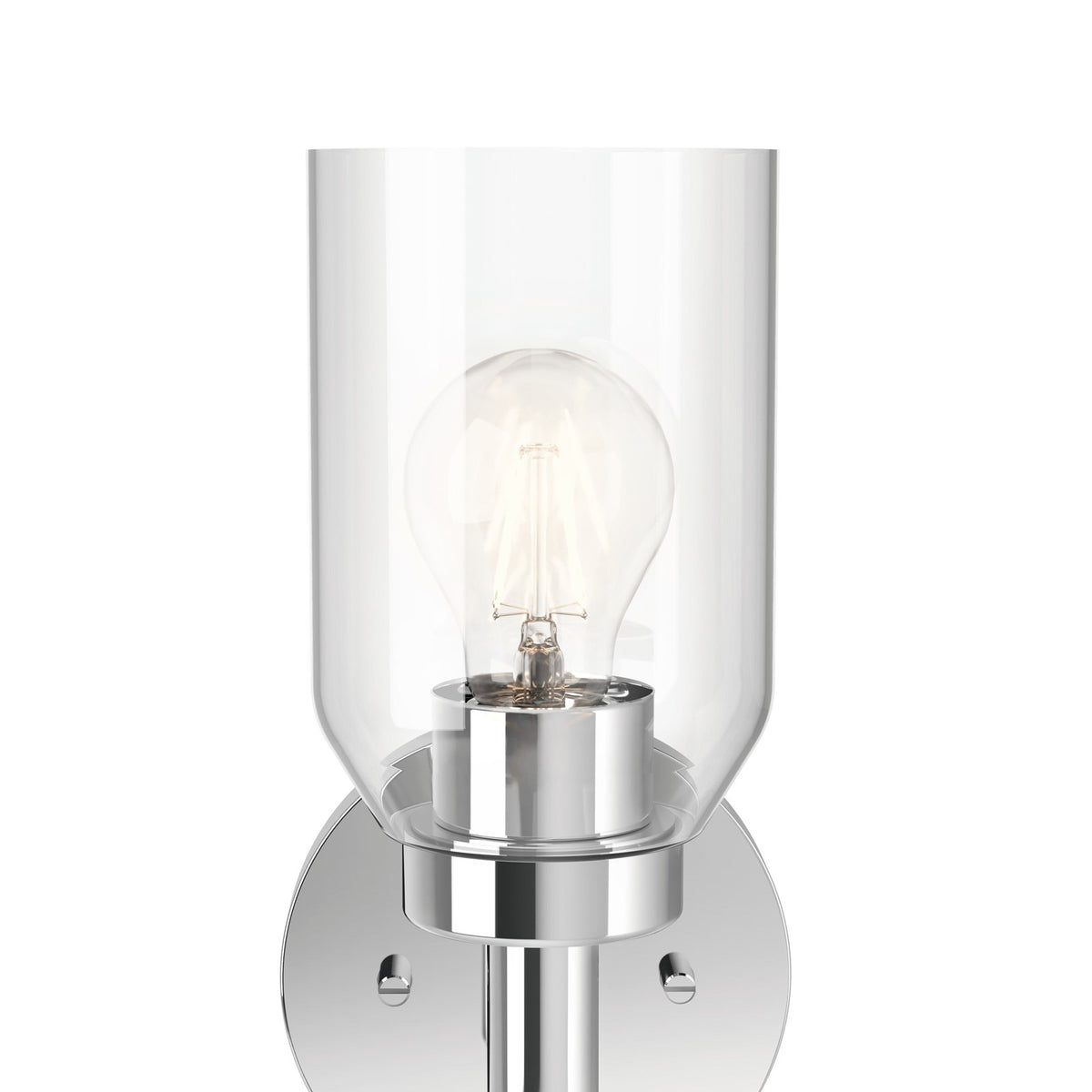 Kichler Madden 1-Light Wall Sconce | Modern Chrome and Clear Glass | Hallway & Bathroom Accent | 5 x 14.75 in, Damp Rated | Model 55183CH
