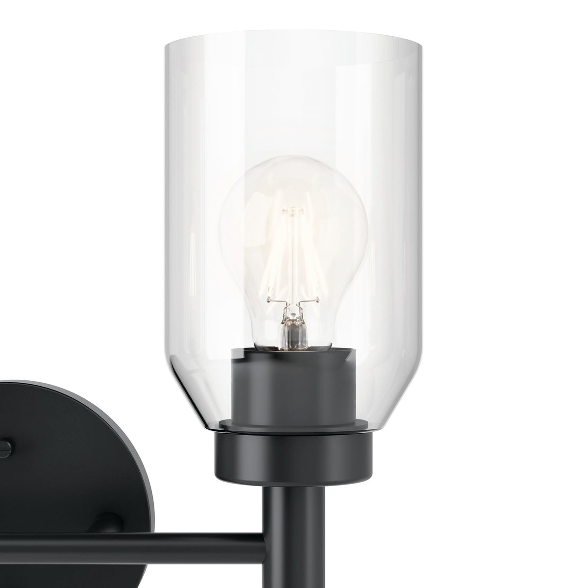 Kichler Madden 10.5in 2-Light Bathroom Vanity Light | Modern Black and Clear Glass | Bathroom Vanity | 14.25 x 10.5 in | Model 55184BK