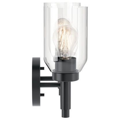 Kichler Madden 10.5in 2-Light Bathroom Vanity Light | Modern Black and Clear Glass | Bathroom Vanity | 14.25 x 10.5 in | Model 55184BK