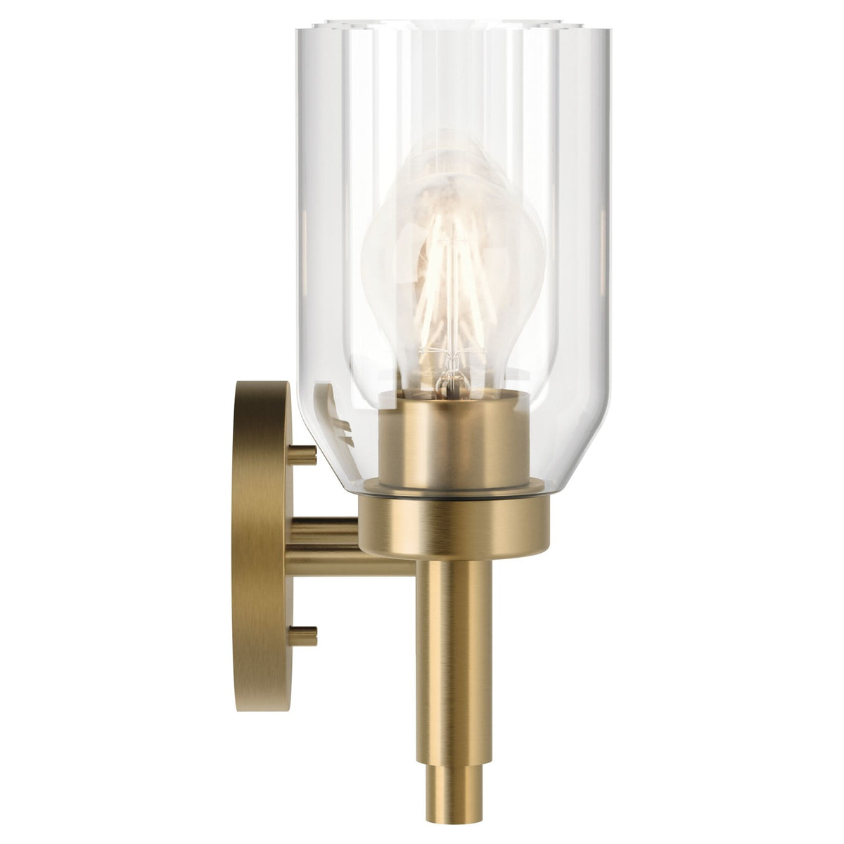 Kichler Madden 24in 3-Light Vanity Light | Modern Champagne Bronze and Clear Glass | Bathroom & Powder Room | 24 x 10 x 5 in | Model 55185CPZ