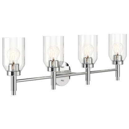 Kichler Madden 34in 4-Light Bathroom Vanity | Modern Chrome and Clear Glass | Bathroom Vanity Light | 34 x 10.5 in | Model 55186CH