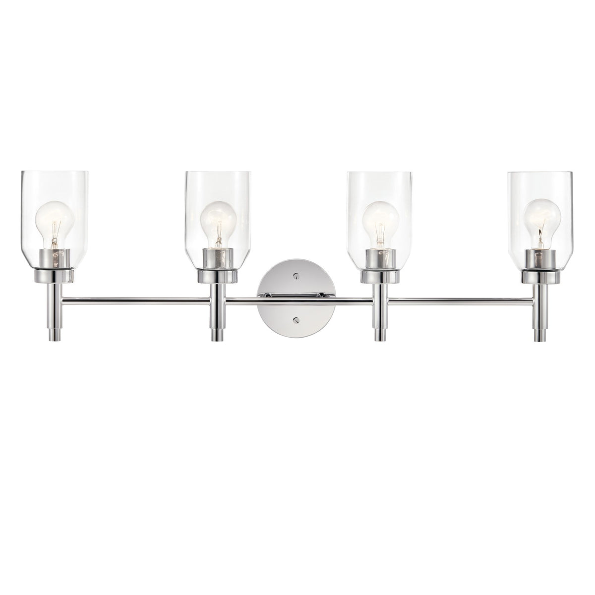 Kichler Madden 34in 4-Light Bathroom Vanity | Modern Chrome and Clear Glass | Bathroom Vanity Light | 34 x 10.5 in | Model 55186CH