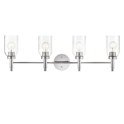 Kichler Madden 34in 4-Light Bathroom Vanity | Modern Chrome and Clear Glass | Bathroom Vanity Light | 34 x 10.5 in | Model 55186CH