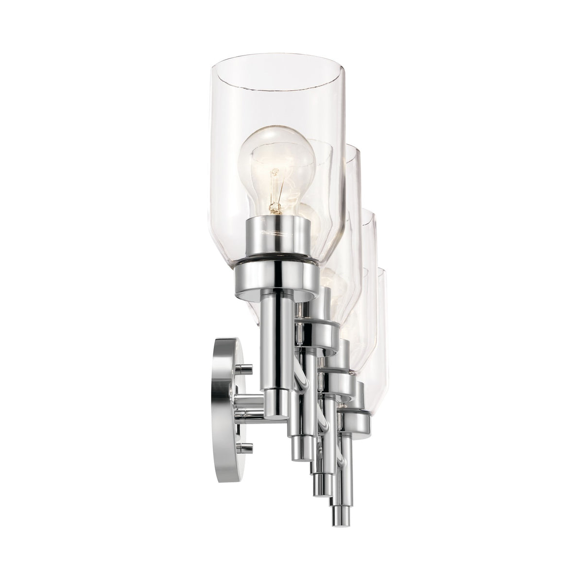Kichler Madden 34in 4-Light Bathroom Vanity | Modern Chrome and Clear Glass | Bathroom Vanity Light | 34 x 10.5 in | Model 55186CH