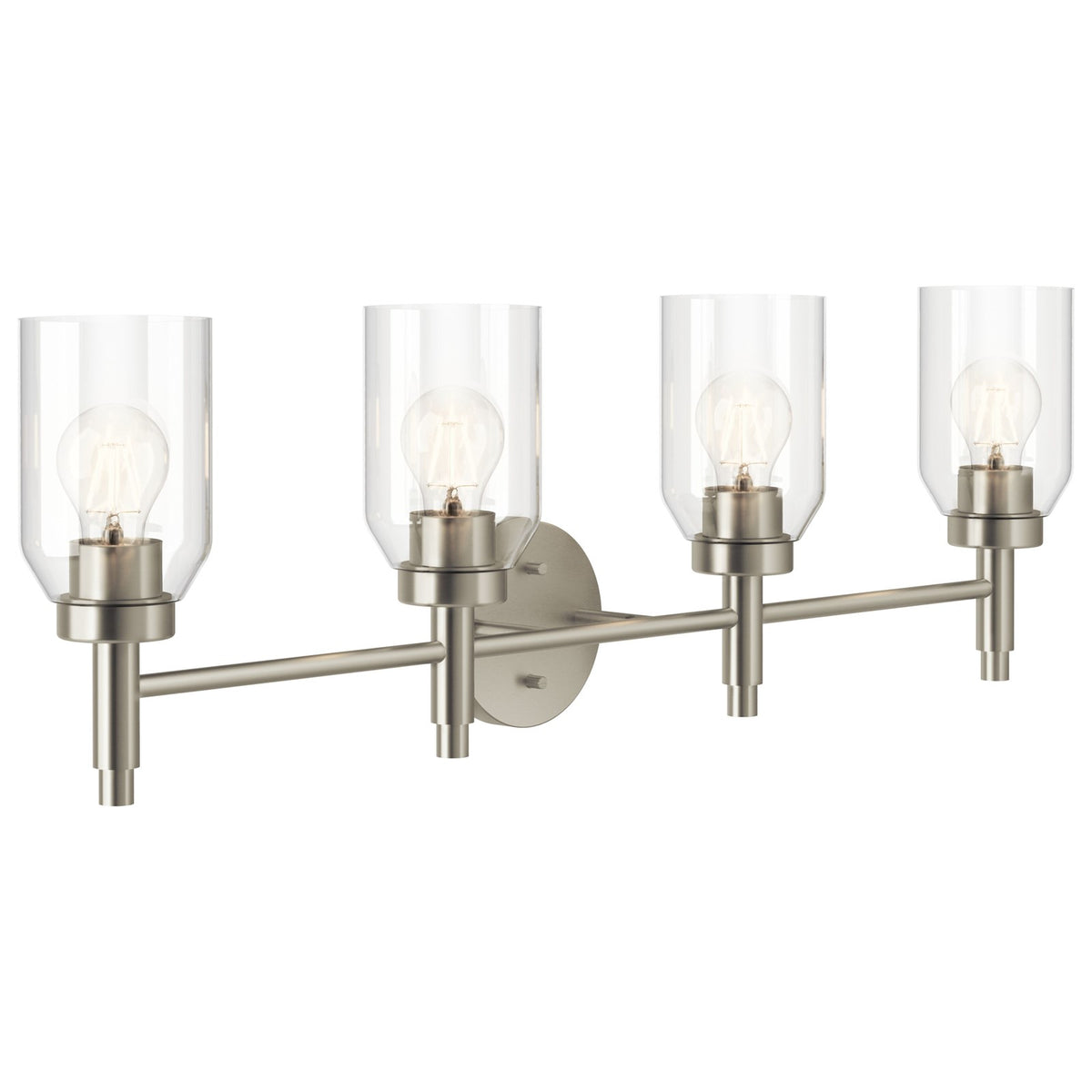 Kichler Madden 34in 4-Light Bathroom Vanity | Modern Brushed Nickel and Clear Glass | Bathroom Vanity | 34 x 10 x 5 in | Model 55186NI