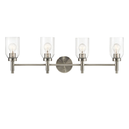 Kichler Madden 34in 4-Light Bathroom Vanity | Modern Brushed Nickel and Clear Glass | Bathroom Vanity | 34 x 10 x 5 in | Model 55186NI