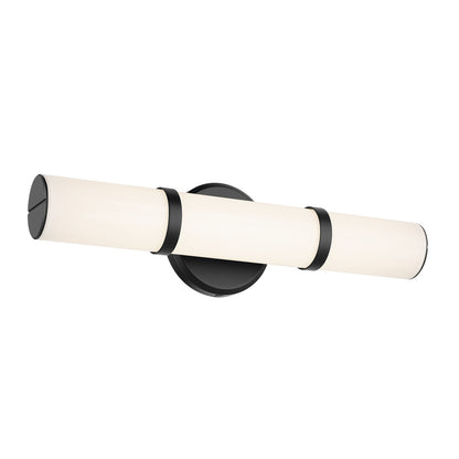 Kichler Rosh 18in 1-Light LED Wall Sconce | Black Steel and White Glass | Bathroom & Hallway | 18 x 5 x 4 in | Model 55187BKLED