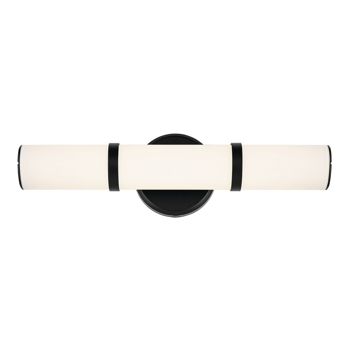 Kichler Rosh 18in 1-Light LED Wall Sconce | Black Steel and White Glass | Bathroom & Hallway | 18 x 5 x 4 in | Model 55187BKLED