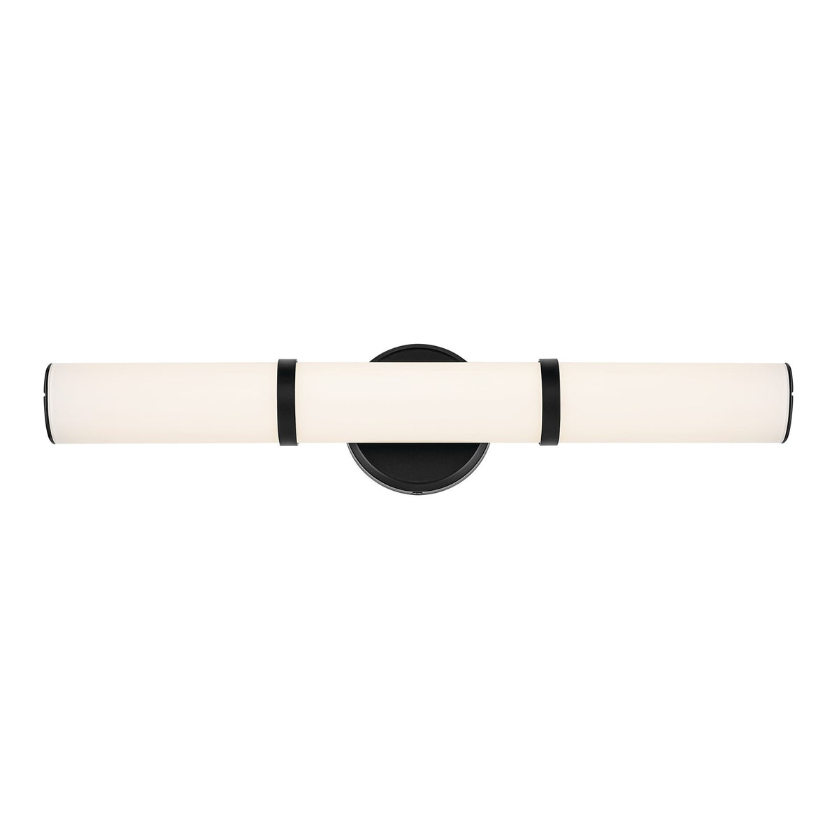 Kichler Rosh 24in 1-Light LED Linear Bath Bar | Modern Black and White Glass | Bathroom Vanity & Powder Room | 24.25 x 5 in | Model 55188BKLED