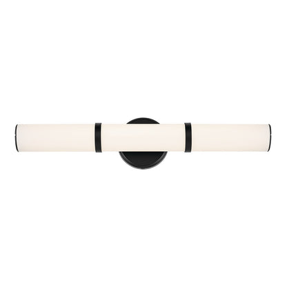 Kichler Rosh 24in 1-Light LED Linear Bath Bar | Modern Black and White Glass | Bathroom Vanity & Powder Room | 24.25 x 5 in | Model 55188BKLED