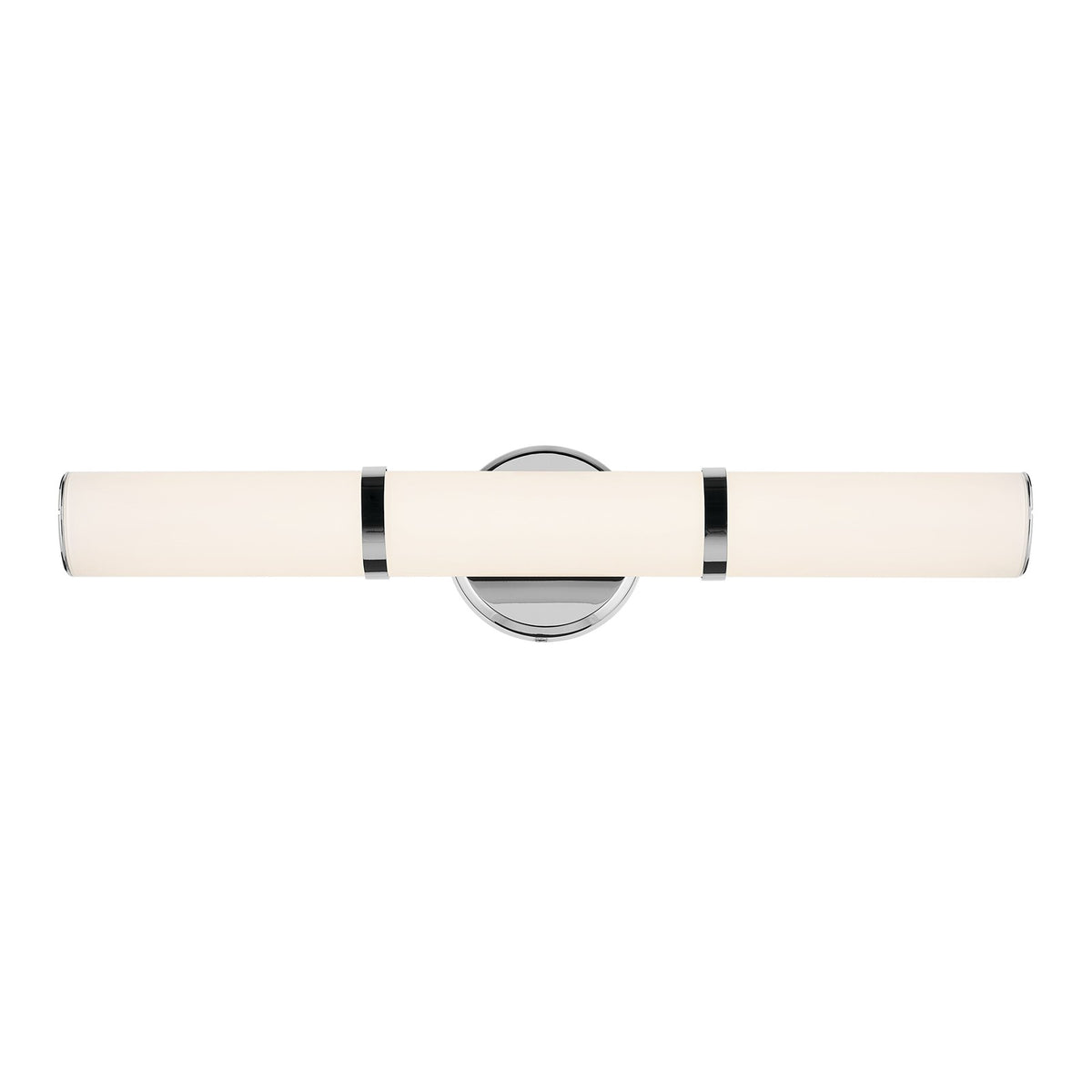 Kichler Rosh 24in 1-Light Linear Bath | Modern Chrome and White Glass | Bathroom Vanity & Dressing Area | 24.25 x 5 in | Model 55188CHLED