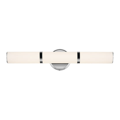 Kichler Rosh 24in 1-Light Linear Bath | Modern Chrome and White Glass | Bathroom Vanity & Dressing Area | 24.25 x 5 in | Model 55188CHLED