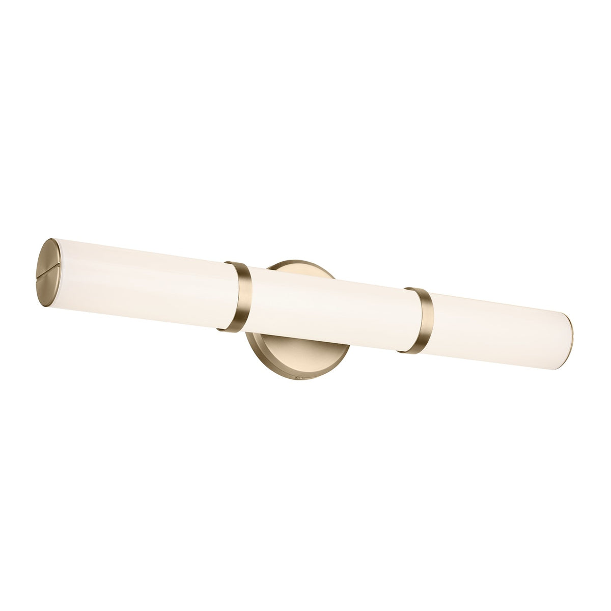 Kichler Rosh 24in 1-Light Linear Bath | Modern Champagne Bronze Steel & White Glass | Bathroom Vanity & Hallway | 5 in H | Model 55188CPZLED