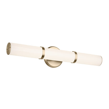 Kichler Rosh 24in 1-Light Linear Bath | Modern Champagne Bronze Steel & White Glass | Bathroom Vanity & Hallway | 5 in H | Model 55188CPZLED