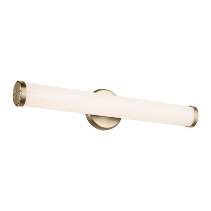 Kichler Rosh 24in 1-Light Linear Bath | Modern Champagne Bronze Steel & White Glass | Bathroom Vanity & Hallway | 5 in H | Model 55188CPZLED