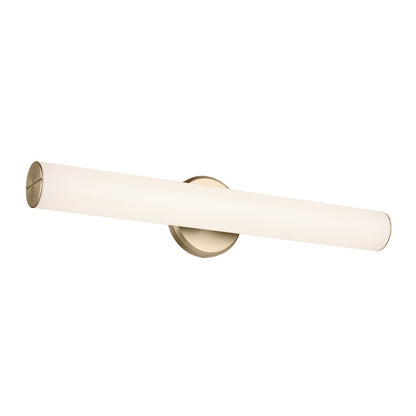 Kichler Rosh 24in 1-Light Linear Bath | Modern Champagne Bronze Steel & White Glass | Bathroom Vanity & Hallway | 5 in H | Model 55188CPZLED