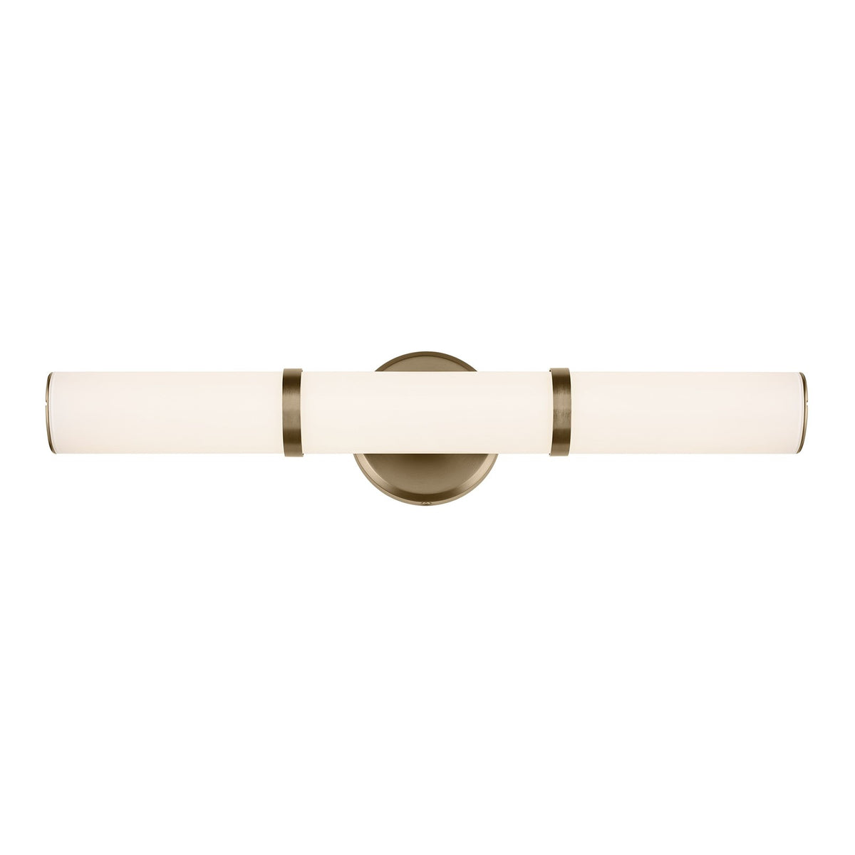 Kichler Rosh 24in 1-Light Linear Bath | Modern Champagne Bronze Steel & White Glass | Bathroom Vanity & Hallway | 5 in H | Model 55188CPZLED