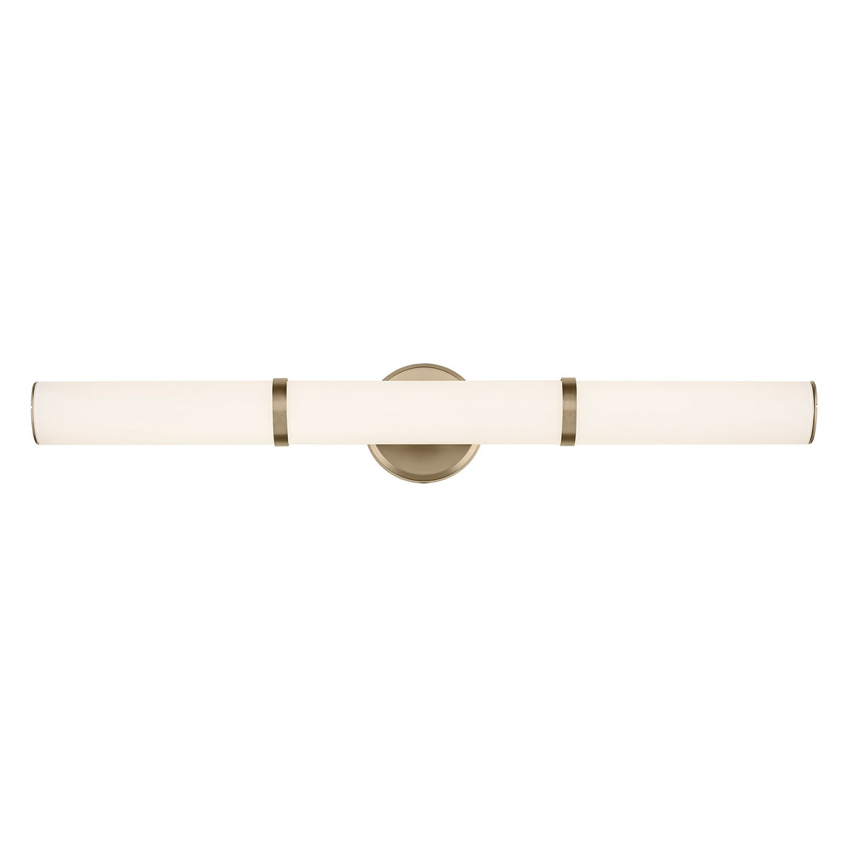 Kichler Rosh 32in 1-Light Linear Bath | Modern Champagne Bronze and White Glass | Bathroom Vanity Light | 32 x 5 x 4 in | Model 55189CPZLED
