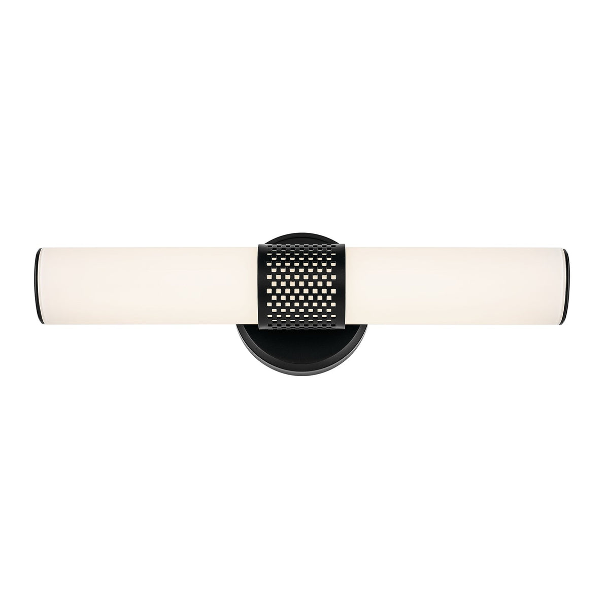 Kichler Sashi 18in 1-Light Wall Sconce | Industrial Black and White Glass | Bathroom Vanity & Hallway | 18 x 5 x 4.25 in | Model 55191BKLED