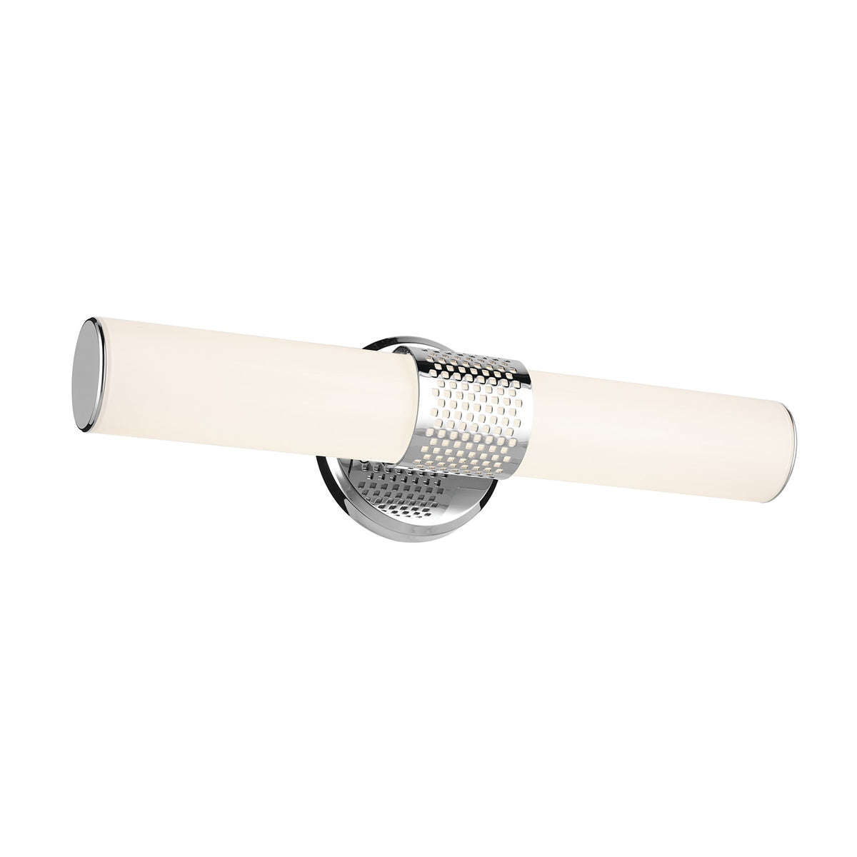Kichler Sashi 18in 1-Light Wall Sconce | Industrial Chrome and White Glass | Bathroom Vanity | 18 x 5 in | Model 55191CHLED