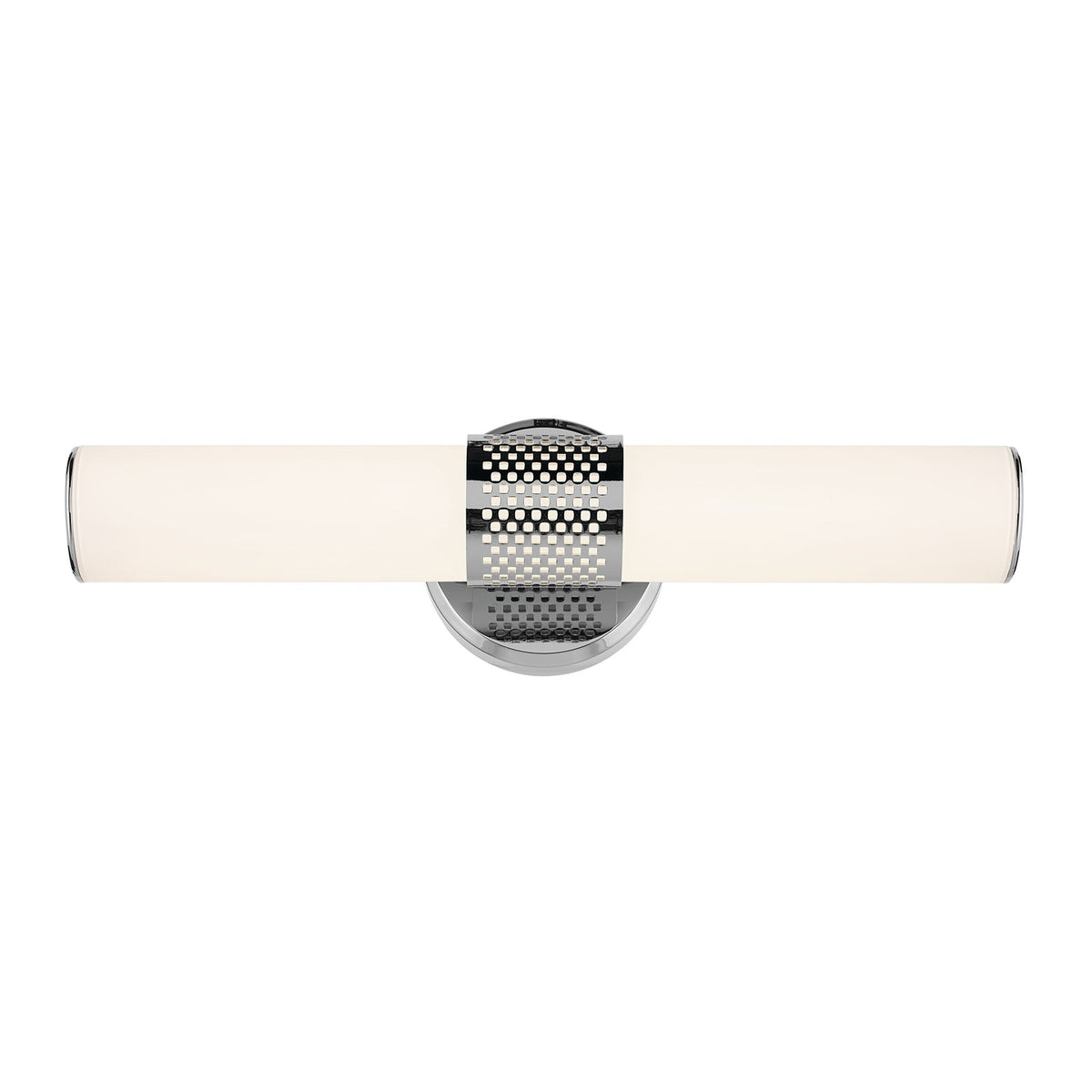 Kichler Sashi 18in 1-Light Wall Sconce | Industrial Chrome and White Glass | Bathroom Vanity | 18 x 5 in | Model 55191CHLED