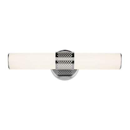 Kichler Sashi 18in 1-Light Wall Sconce | Industrial Chrome and White Glass | Bathroom Vanity | 18 x 5 in | Model 55191CHLED