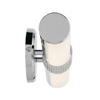 Kichler Sashi 18in 1-Light Wall Sconce | Industrial Chrome and White Glass | Bathroom Vanity | 18 x 5 in | Model 55191CHLED