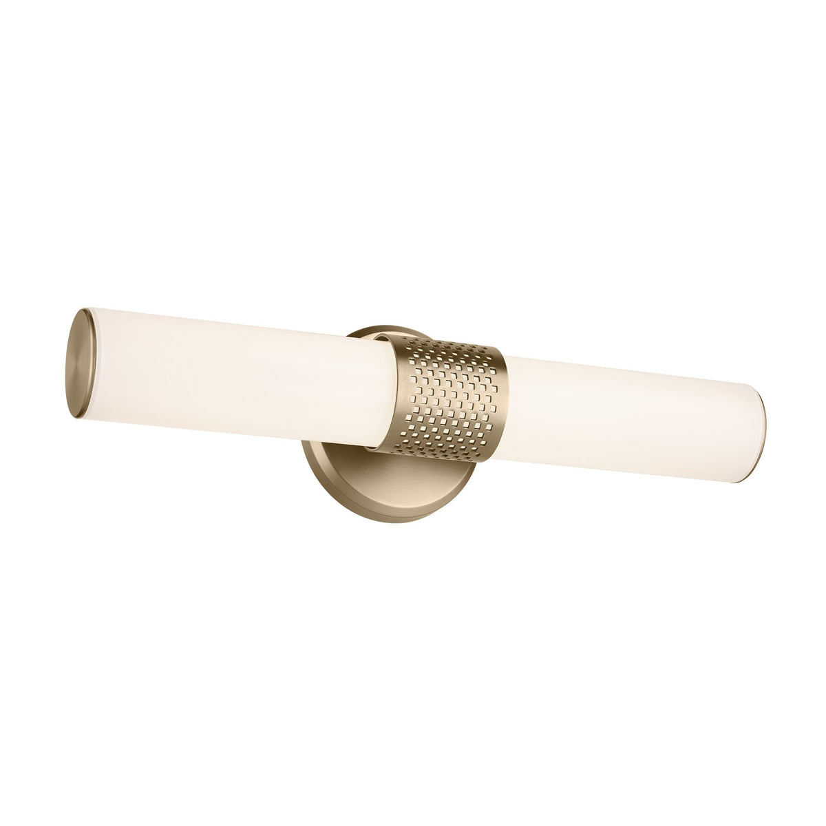 Kichler Sashi 18in 1-Light Wall Sconce | Industrial Champagne Bronze and White Glass | Bathroom Vanity & Hallway | 18 x 5 x 4 in | Model 55191CPZLED