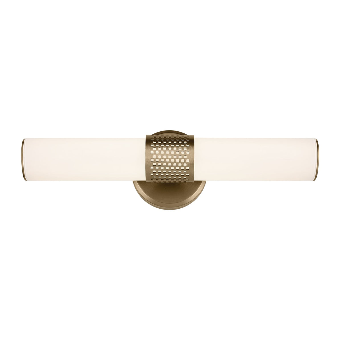 Kichler Sashi 18in 1-Light Wall Sconce | Industrial Champagne Bronze and White Glass | Bathroom Vanity & Hallway | 18 x 5 x 4 in | Model 55191CPZLED
