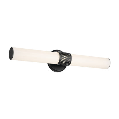Kichler Sashi 24in 1-Light LED Bath Bar | Industrial Black and White Glass | Bathroom Vanity & Hallway | 24.25 x 5 x 4.25 in | Model 55192BKLED