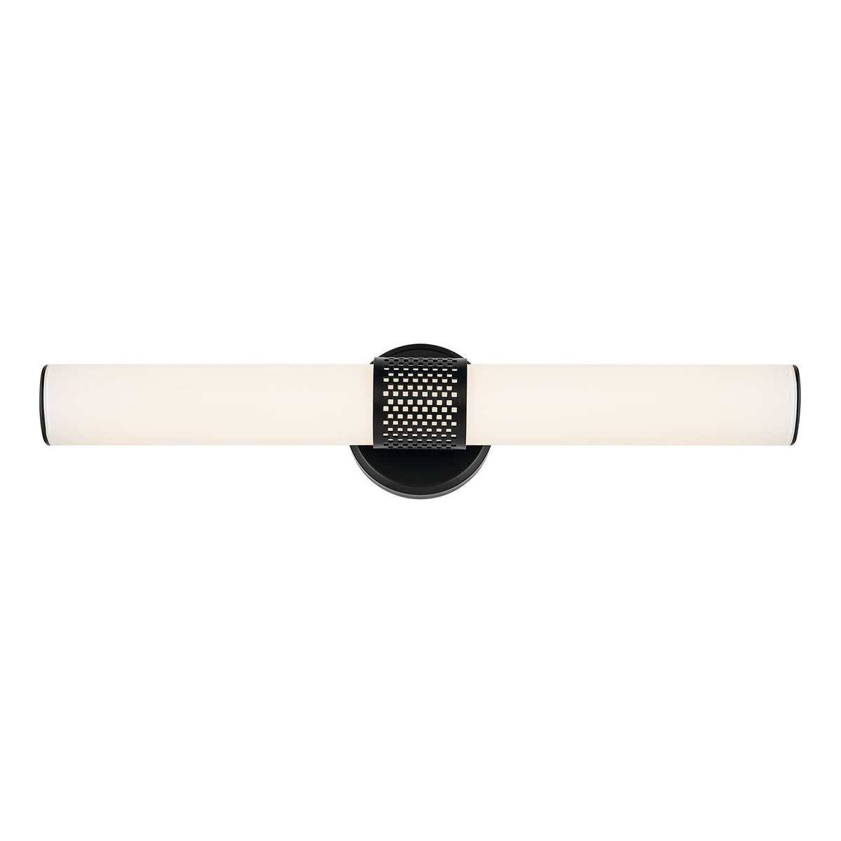 Kichler Sashi 24in 1-Light LED Bath Bar | Industrial Black and White Glass | Bathroom Vanity & Hallway | 24.25 x 5 x 4.25 in | Model 55192BKLED