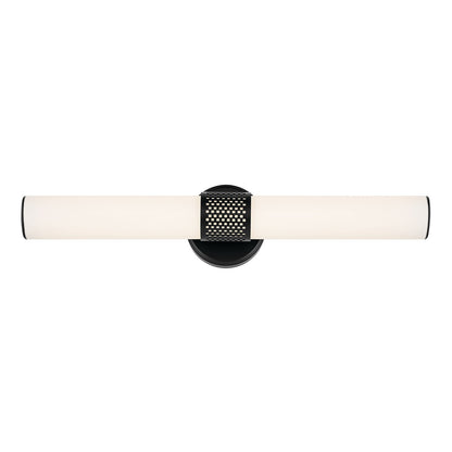 Kichler Sashi 24in 1-Light LED Bath Bar | Industrial Black and White Glass | Bathroom Vanity & Hallway | 24.25 x 5 x 4.25 in | Model 55192BKLED