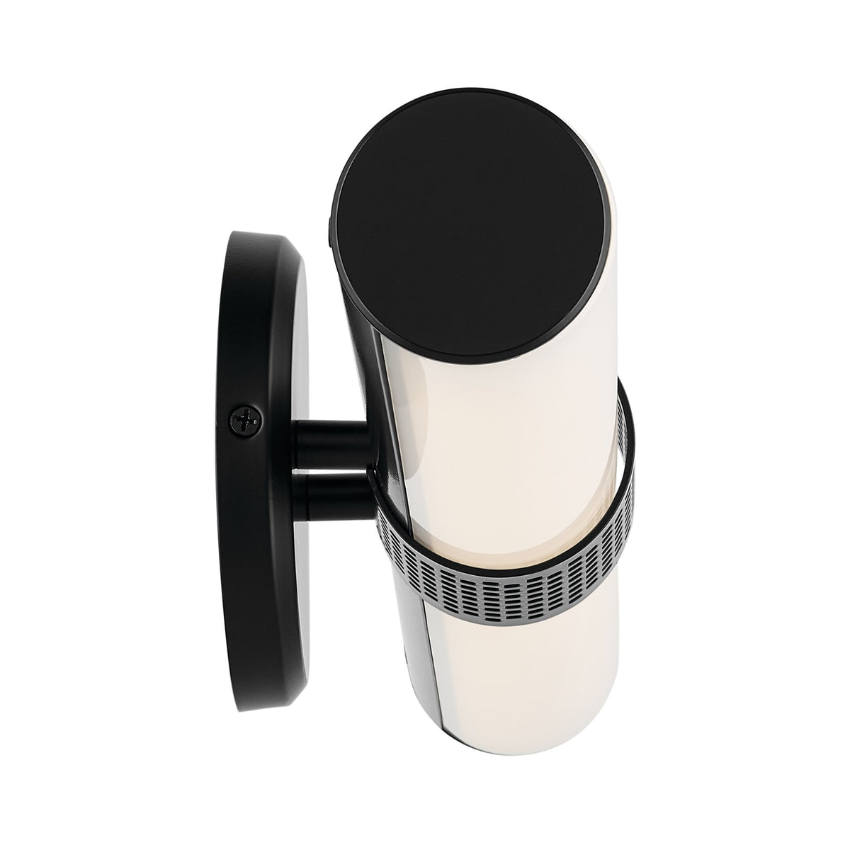Kichler Sashi 24in 1-Light LED Bath Bar | Industrial Black and White Glass | Bathroom Vanity & Hallway | 24.25 x 5 x 4.25 in | Model 55192BKLED