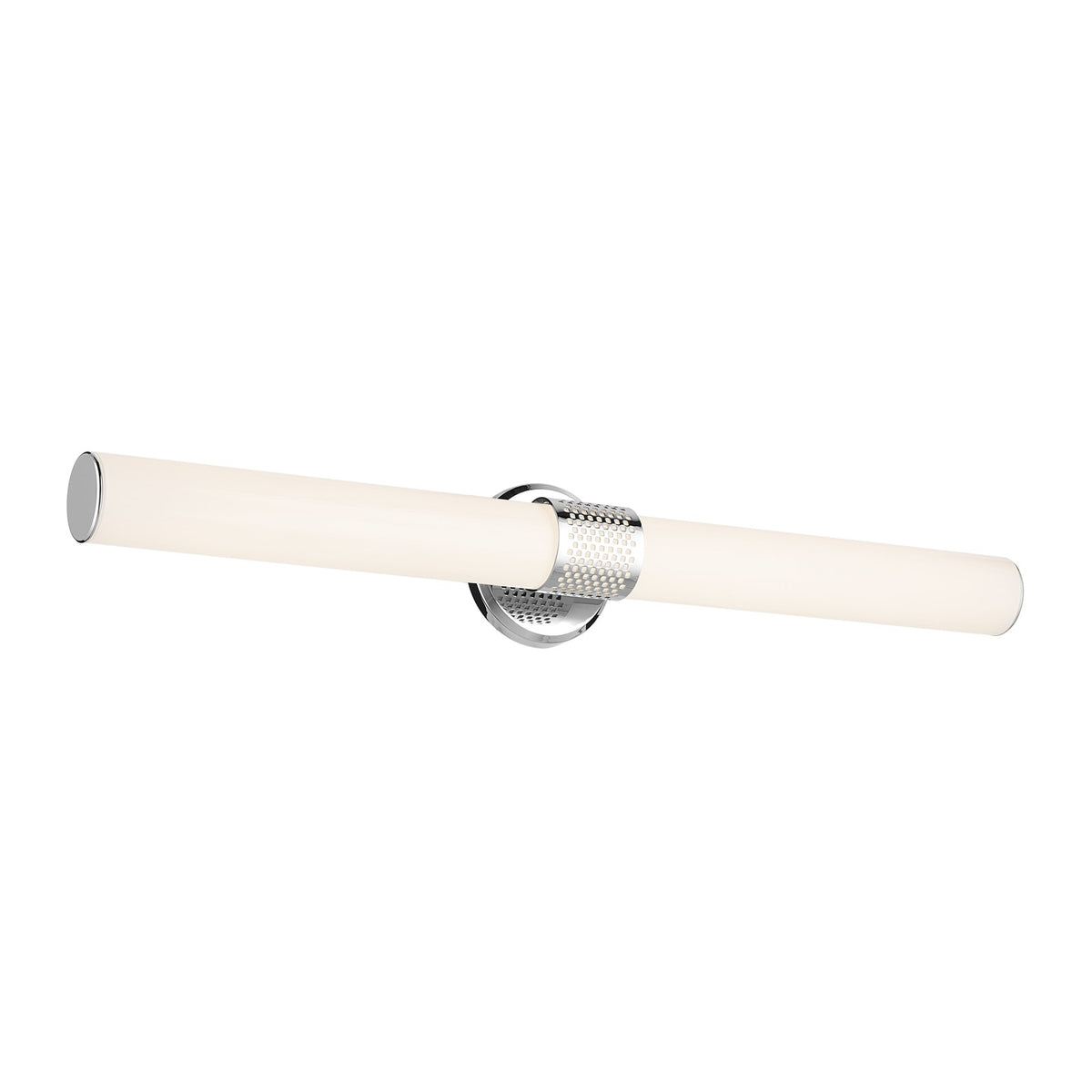 Kichler Sashi 32in 1-Light Linear Bath | Industrial Chrome and White Glass | Bathroom Vanity Light | Damp Rated | 32 x 5 x 4.25 in | Model 55193CHLED