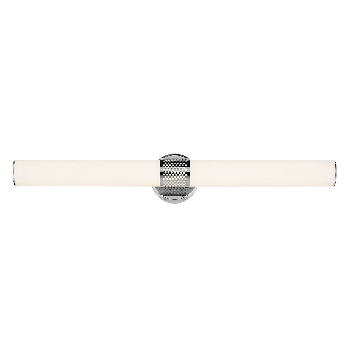 Kichler Sashi 32in 1-Light Linear Bath | Industrial Chrome and White Glass | Bathroom Vanity Light | Damp Rated | 32 x 5 x 4.25 in | Model 55193CHLED