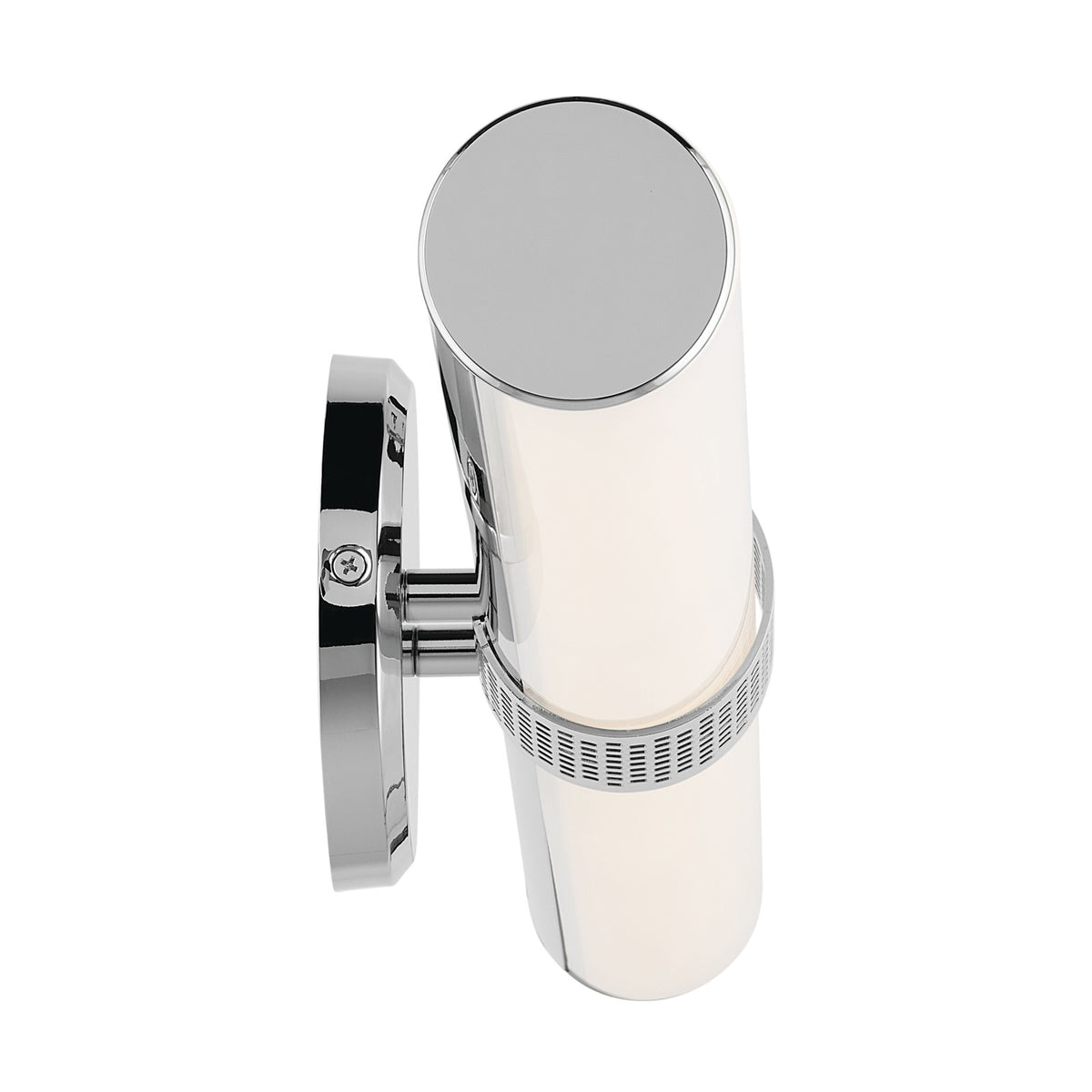 Kichler Sashi 32in 1-Light Linear Bath | Industrial Chrome and White Glass | Bathroom Vanity Light | Damp Rated | 32 x 5 x 4.25 in | Model 55193CHLED