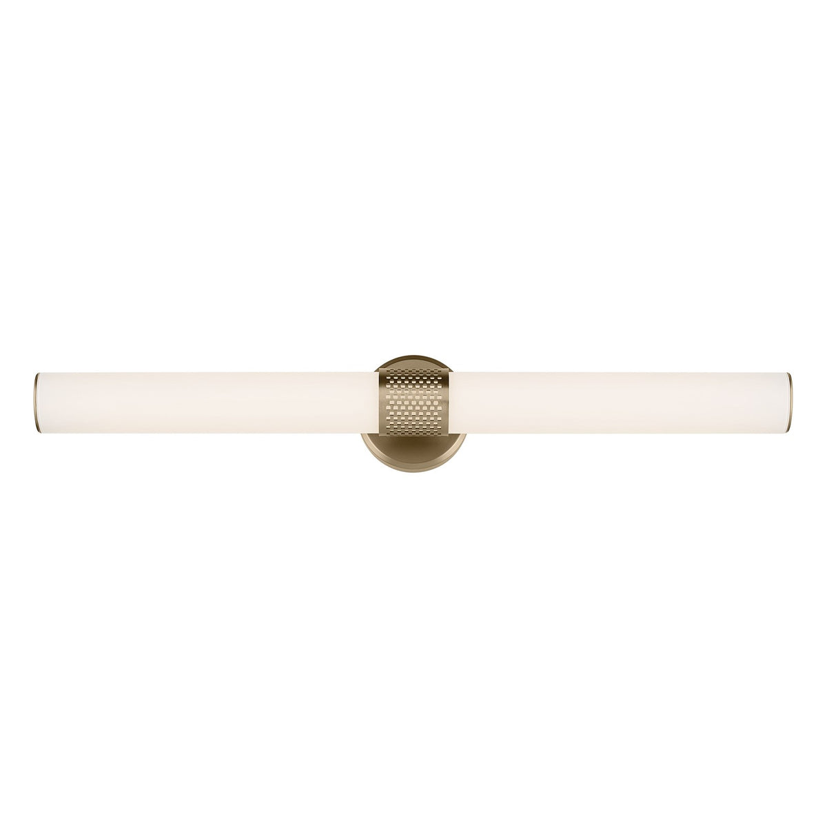 Kichler Sashi 32in 1-Light Linear Bath Bar | Industrial Champagne Bronze and White Glass | Bathroom Vanity & Hallway | Model 55193CPZLED