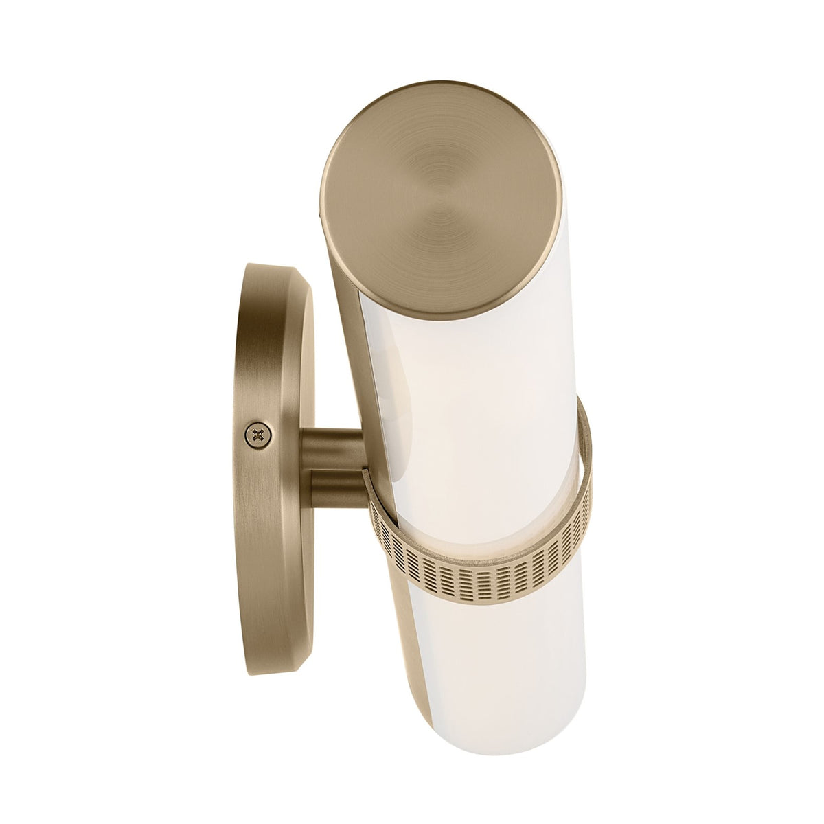 Kichler Sashi 32in 1-Light Linear Bath Bar | Industrial Champagne Bronze and White Glass | Bathroom Vanity & Hallway | Model 55193CPZLED
