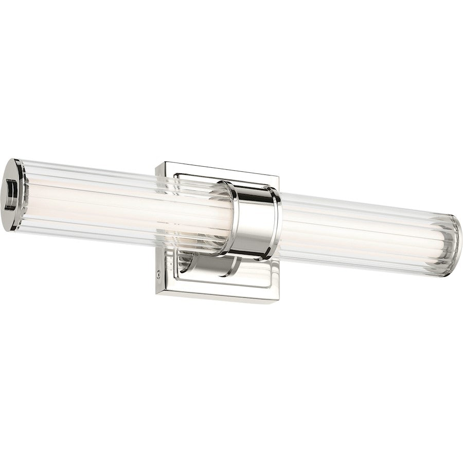 Kichler Laurene 18.5in 2-Light Wall Sconce | Modern Black and Clear Fluted Glass | Bathroom Vanity | 18.5 x 5 x 4.25 in | Model 55195BKLED