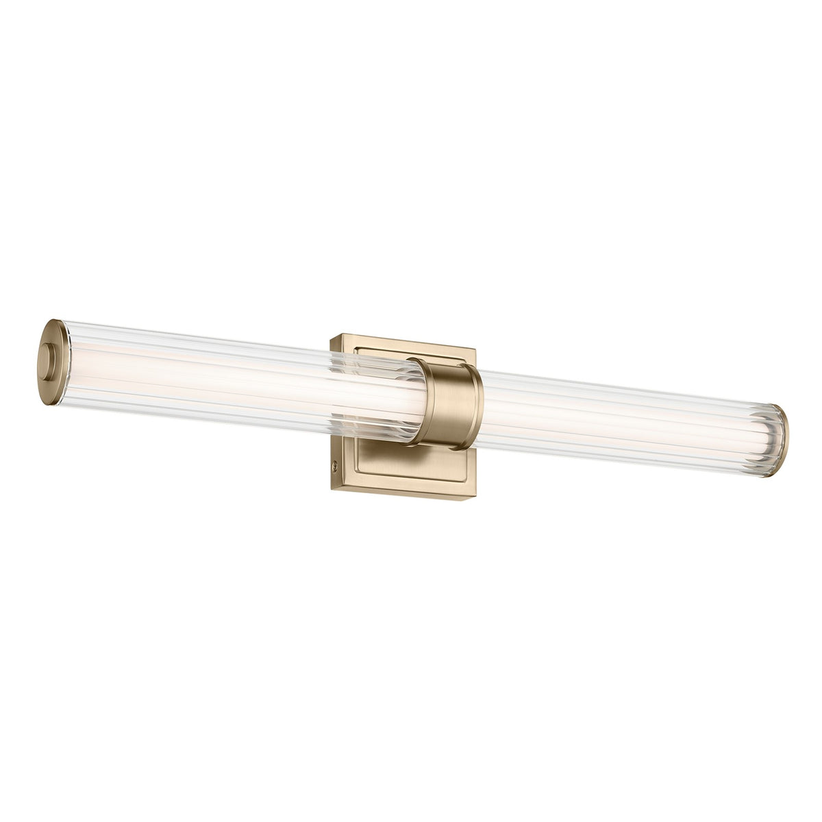 Kichler Laurene 27in 2-Light Linear Bath | Modern Champagne Bronze and Clear Fluted Glass | Bathroom Vanity & Hallway | Model 55196CPZLED